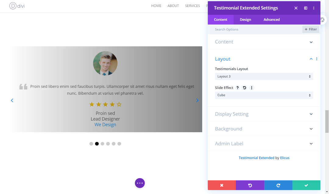 Layout 3 of the testimonial slider