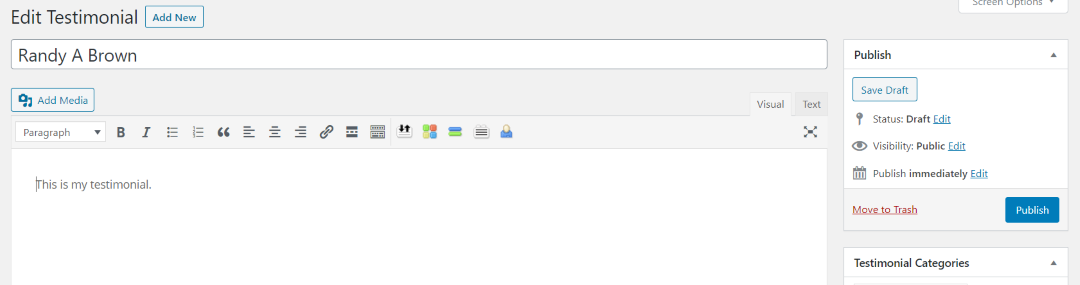 Submitted Testimonials