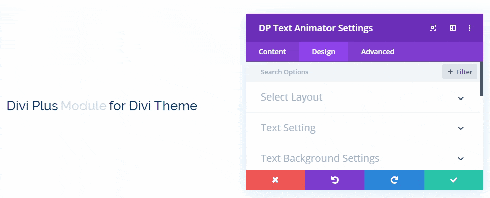 Divi Plus text animator global text settings