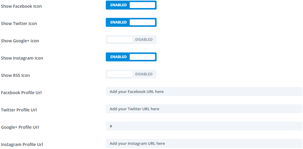 Enable social icons in divi theme options