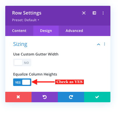 Equalize column heights in Divi