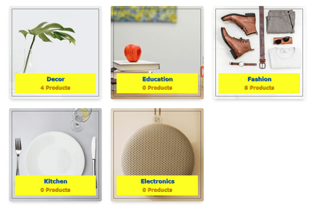 Woo Products Categories with rounded corners and box shadow